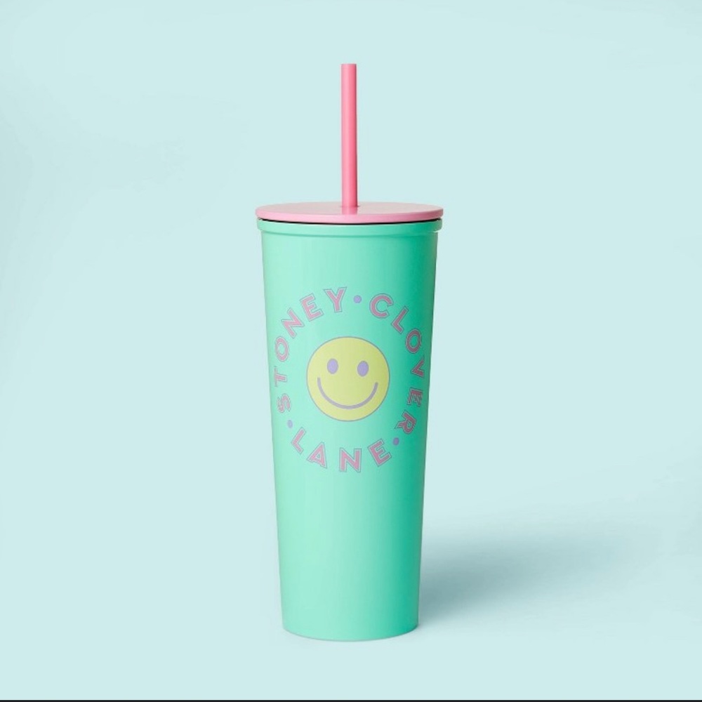 Preppy STONEY CLOVER LANE Teal Green Stainless Steel Tumbler Heart straw - Picture 11 of 13